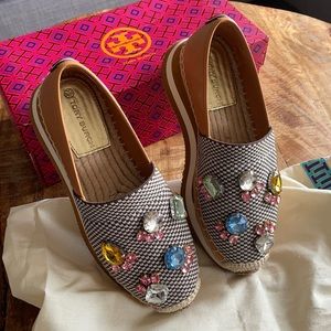 Tory Burch Daisy Embellished Espadrilles NWT